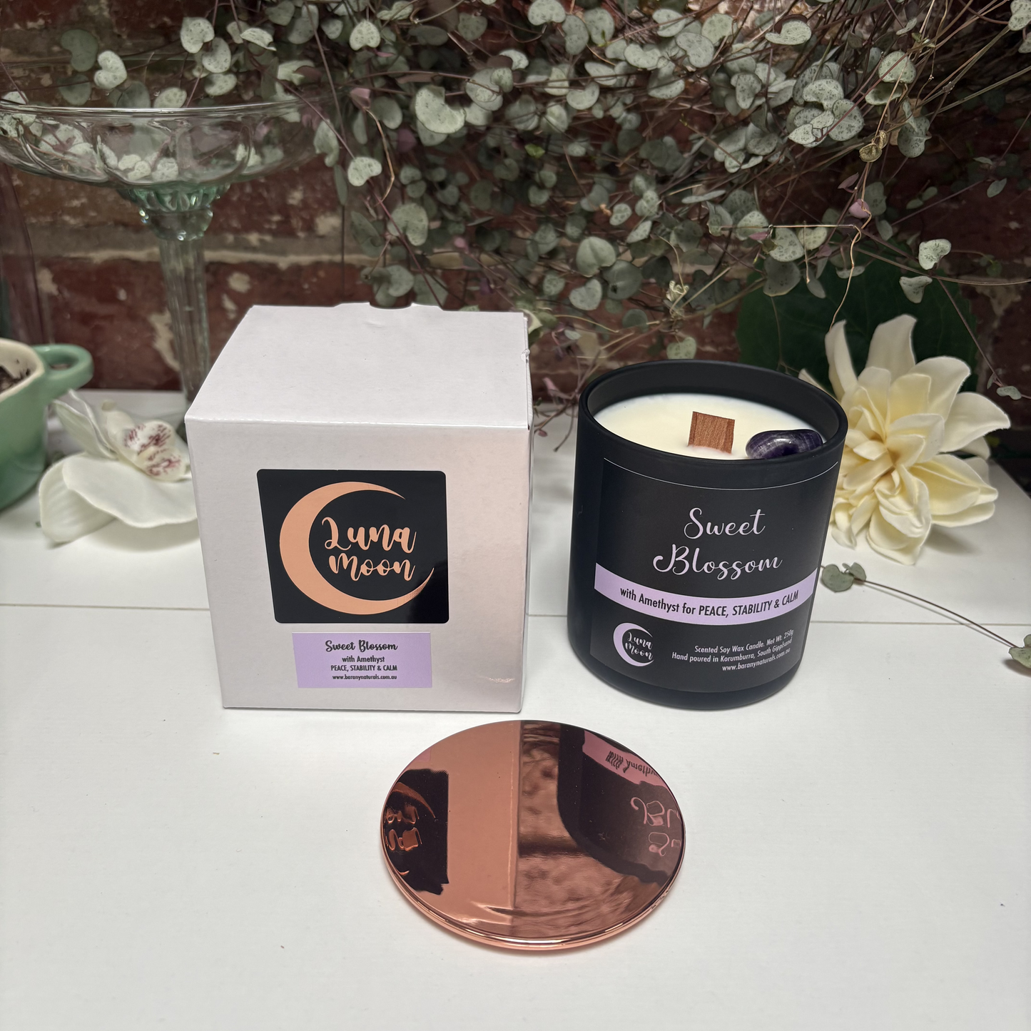 Sweet Blossom Candles - Amethyst Crystal