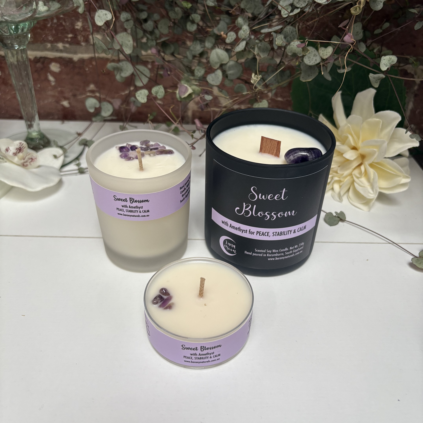 Sweet Blossom Candles - Amethyst Crystal