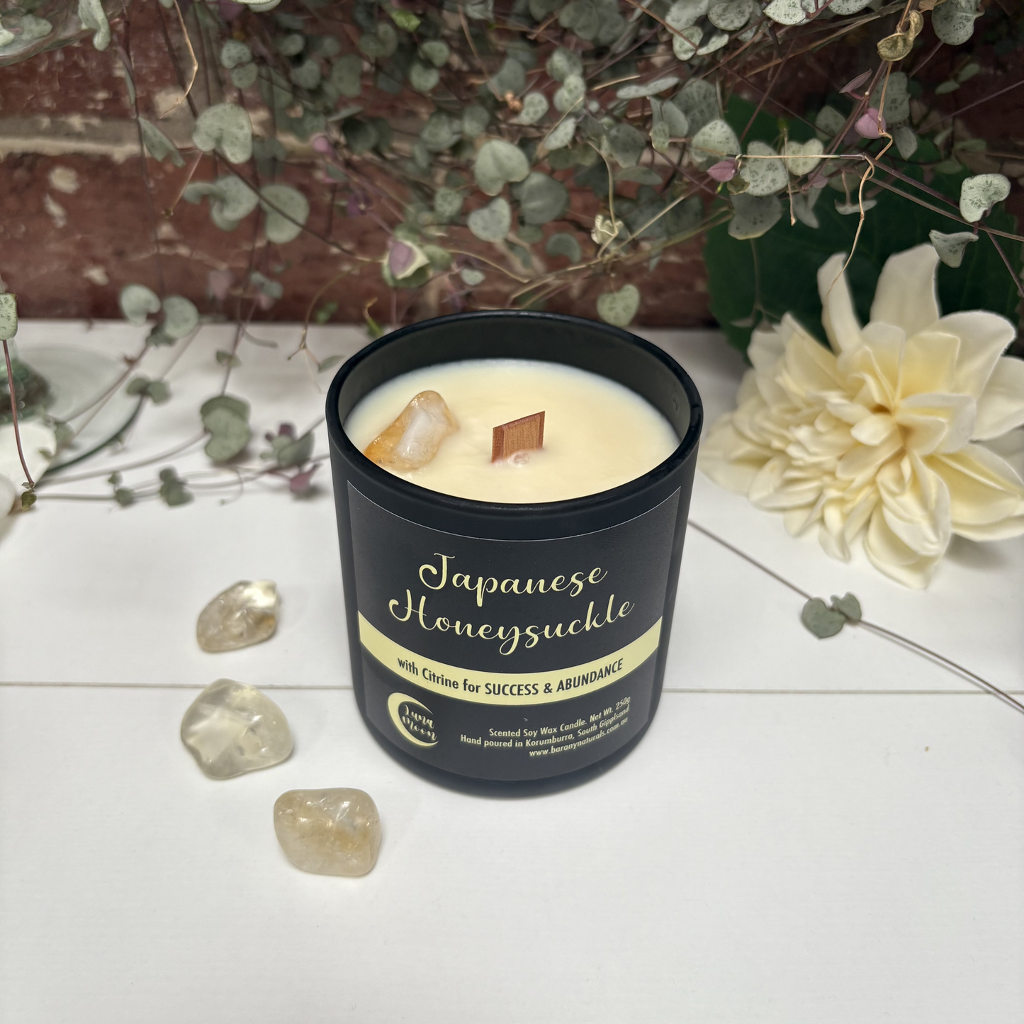 Japanese Honeysuckle Candles - Citrine Crystal