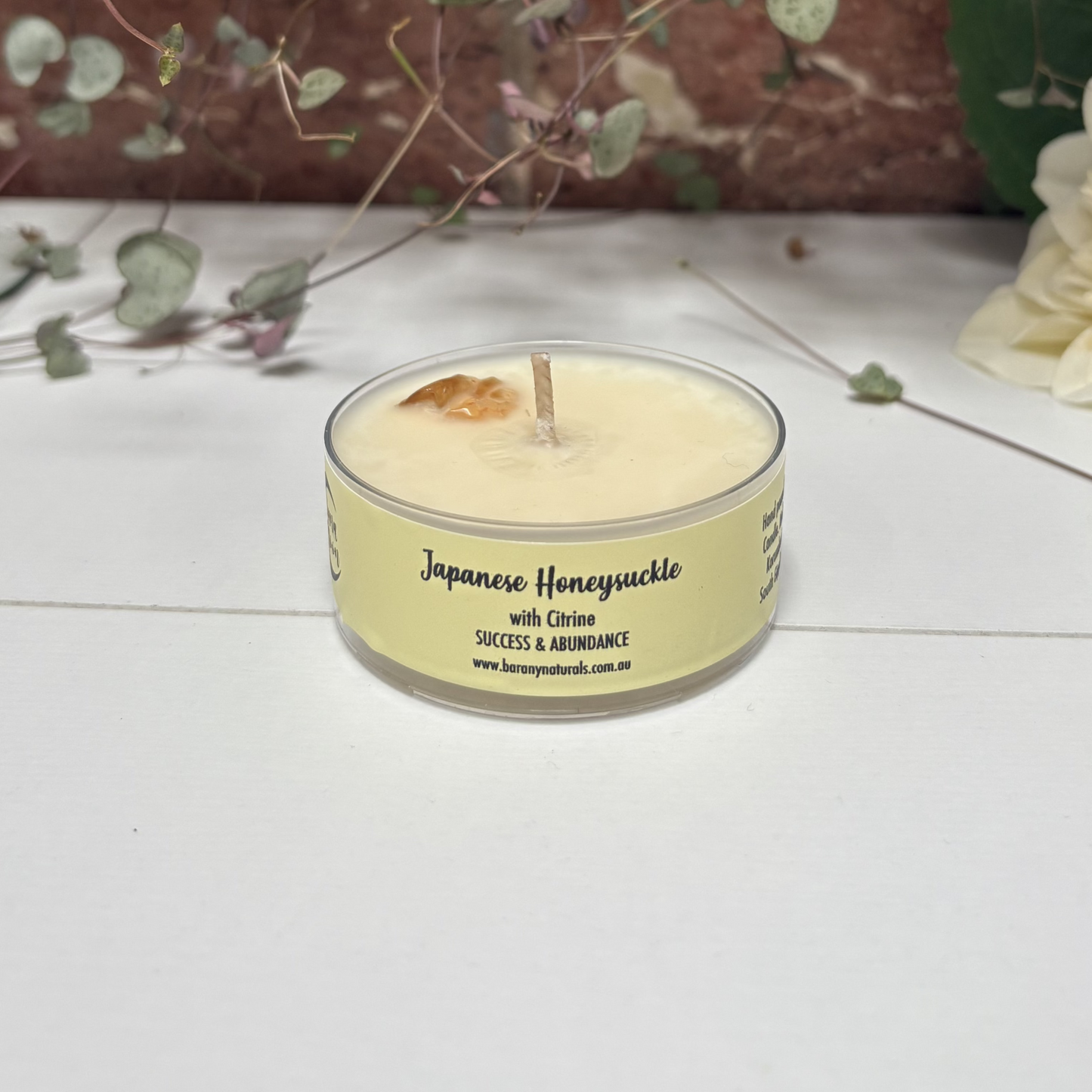 Japanese Honeysuckle Candles - Citrine Crystal