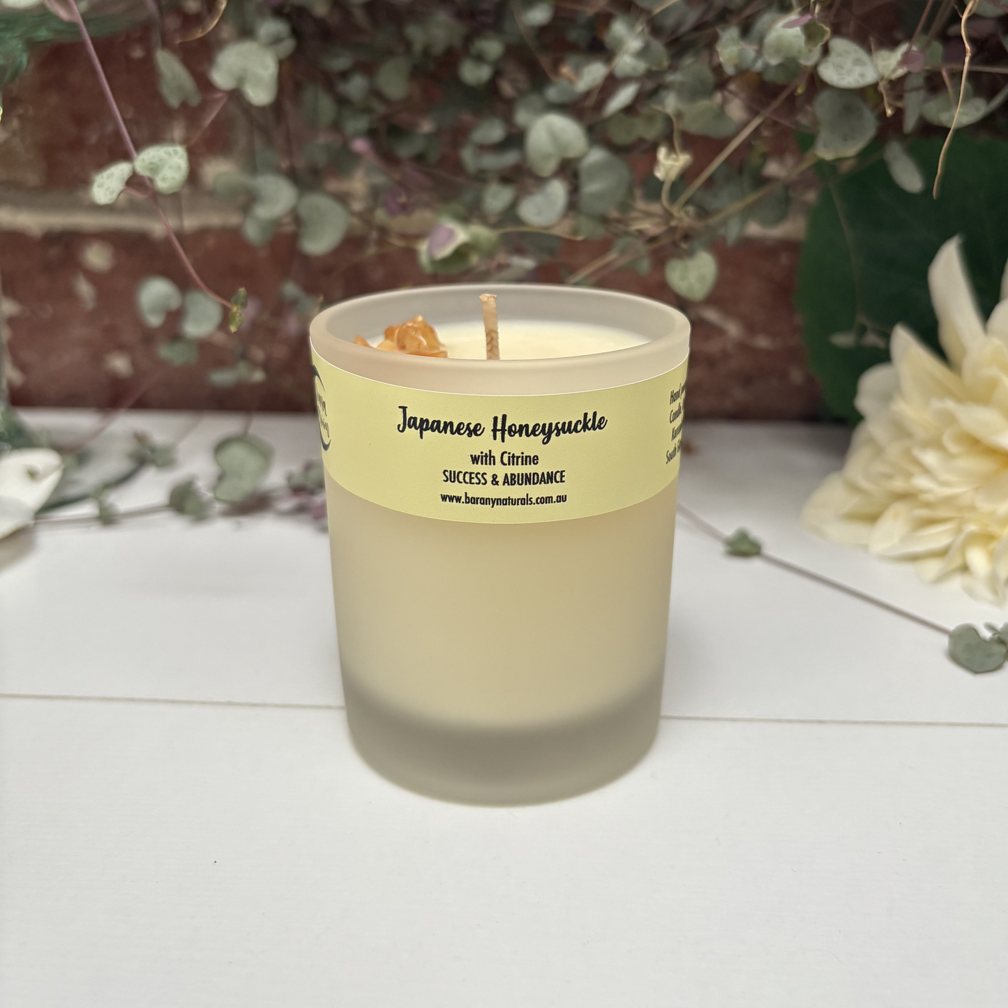 Japanese Honeysuckle Candles - Citrine Crystal