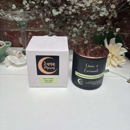 Lime & Coconut Candles - Green Aventurine Crystal