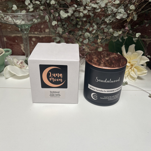 Sandalwood Candles - Black Tourmaline Crystal