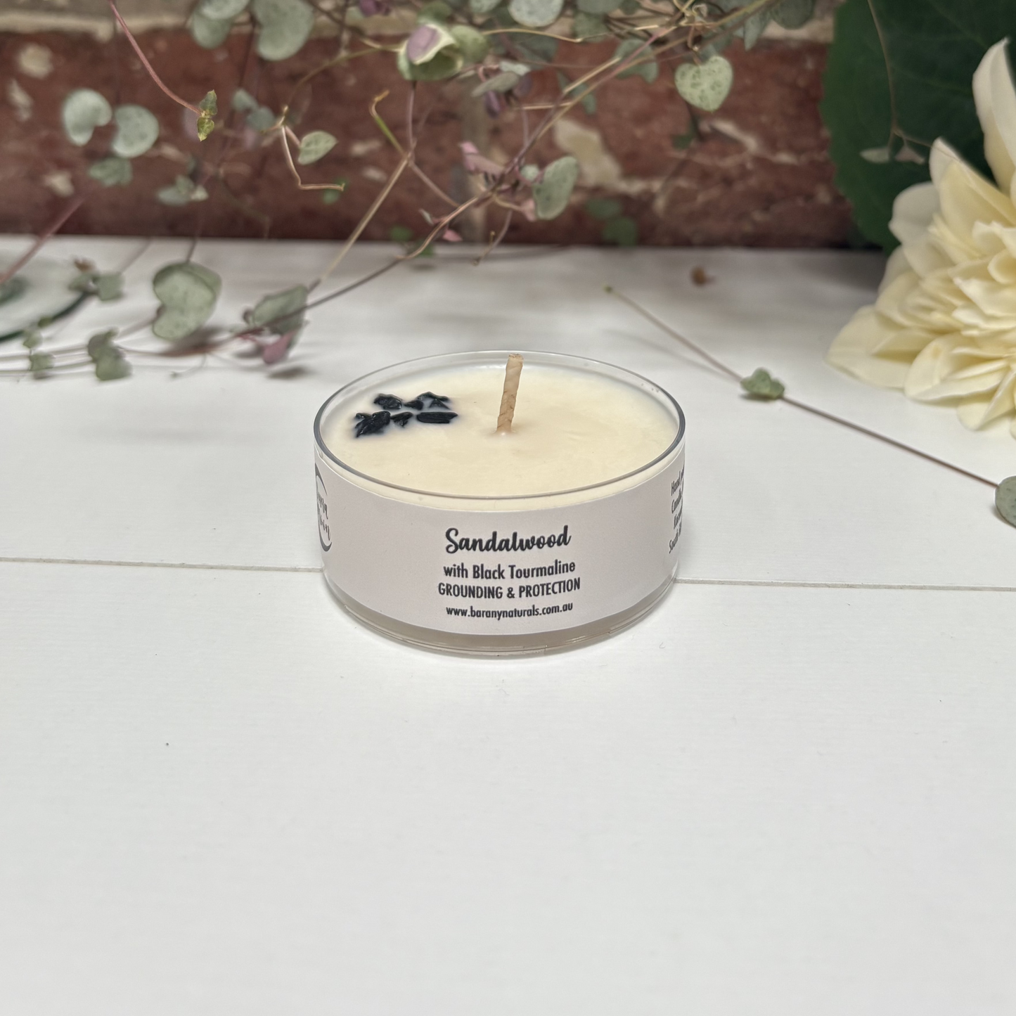 Sandalwood Candles - Black Tourmaline Crystal