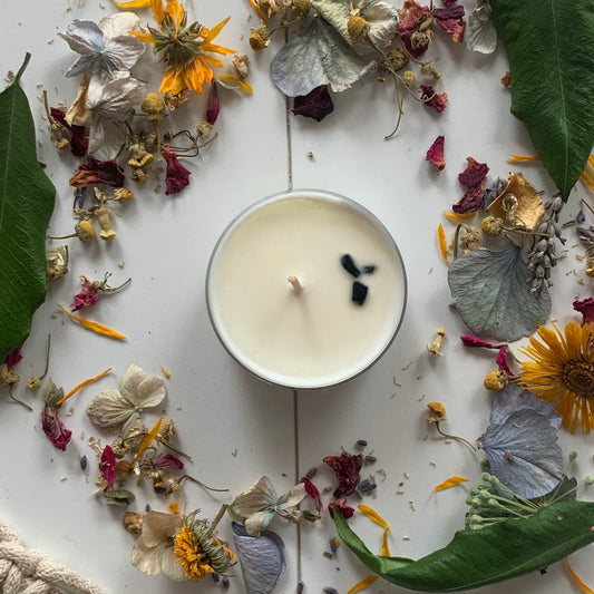 Black Tourmaline Tea Light Candle - Grounding & Protection