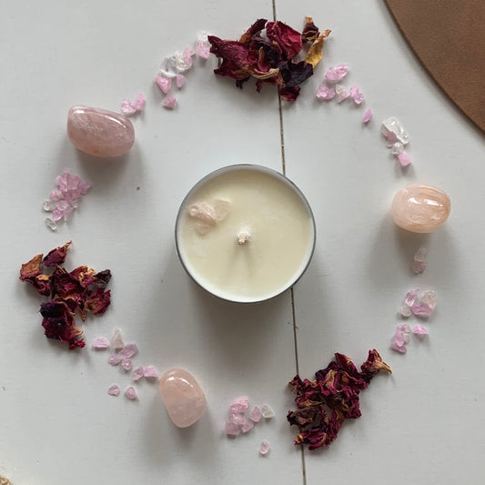 Rose Quartz Tea Light Candle - Love & Trust