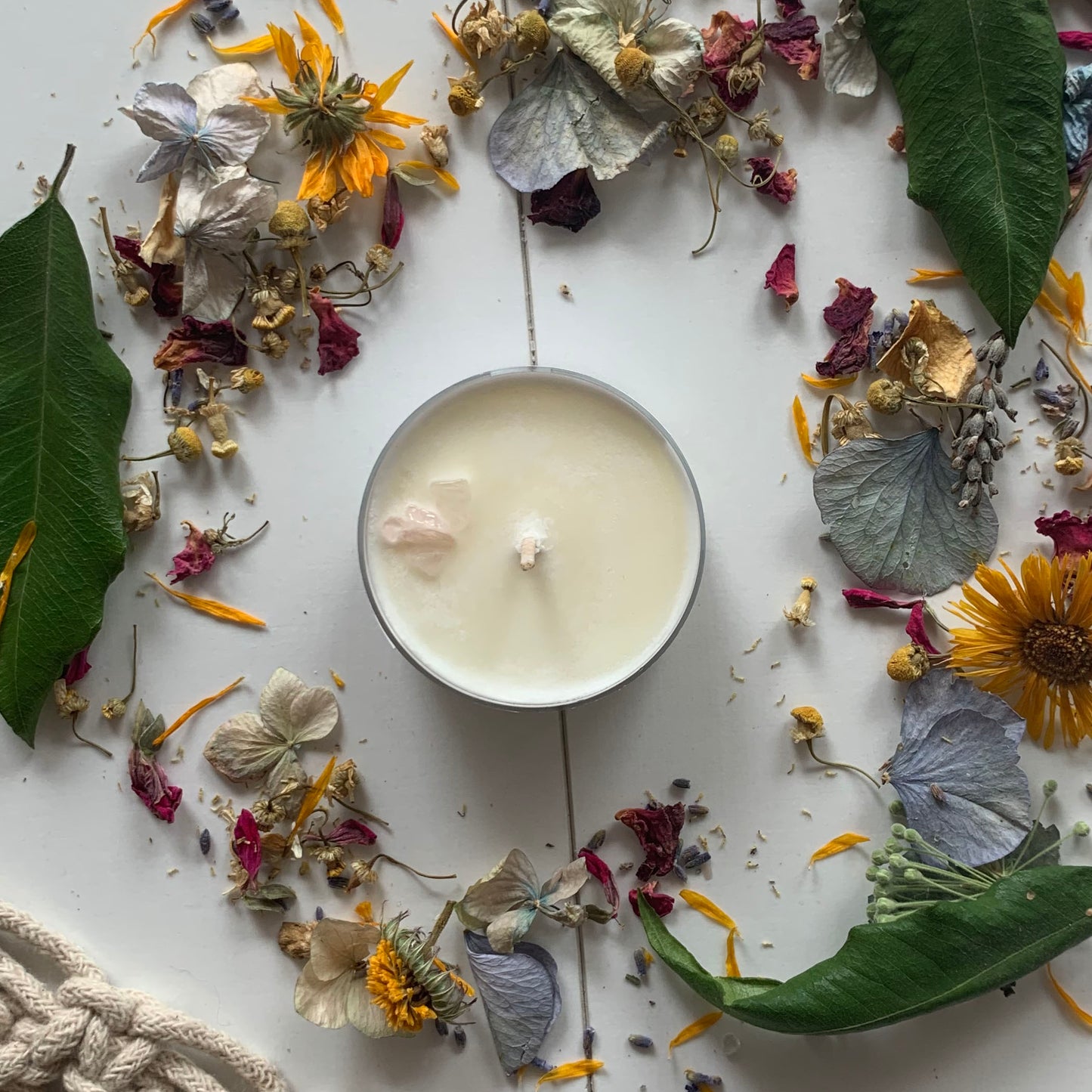 Rose Quartz Tea Light Candle - Love & Trust