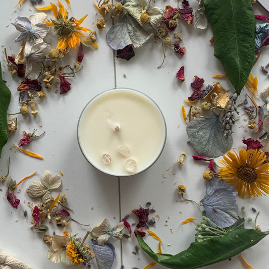 Clear Quartz Tea Light Candle - Healing & Spirituality